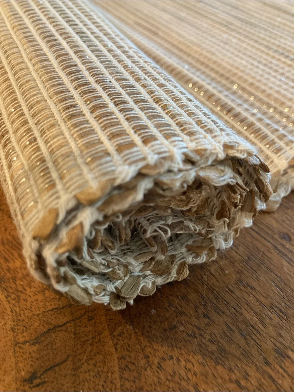 Neutral Woven Table Runner - Cream grey tan Dining Accent